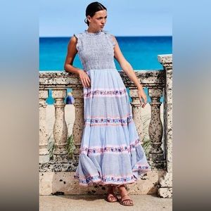 Oliphant Sleeveless Smocked Maxi dress